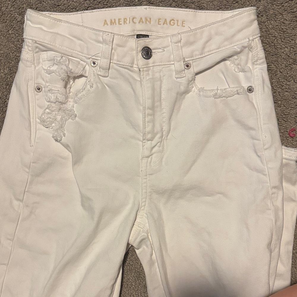 American Eagle Outfitters Women's White Straight Leg Jeans